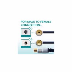 TV Aerial Cable 1m â Male to Female Coaxial Wire with Gold Plated Plugs| Plug-to-Plug Shielded Connectors | Antenna AV Lead for Digital and Analogue