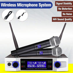 Wireless Microphone System UHF 2 Channel 2 Cordless Handheld Mic Kraoke Speech Party supplies Cardioid Microphone