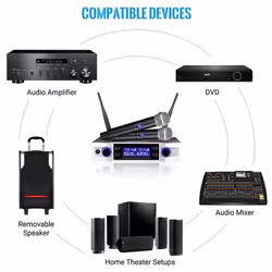 Wireless Microphone System UHF 2 Channel 2 Cordless Handheld Mic Kraoke Speech Party supplies Cardioid Microphone