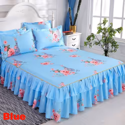 Single/Twin/Full/Queen/King floral Printied Bedspread Coverlet Bed Skirt And Pillow Shams Set - red, 180*220cm