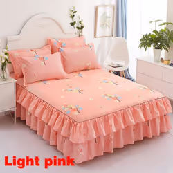 Single/Twin/Full/Queen/King floral Printied Bedspread Coverlet Bed Skirt And Pillow Shams Set - red, 180*220cm