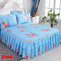 Single/Twin/Full/Queen/King floral Printied Bedspread Coverlet Bed Skirt And Pillow Shams Set - red, 120*200cm