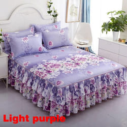 Single/Twin/Full/Queen/King floral Printied Bedspread Coverlet Bed Skirt And Pillow Shams Set - blue, 120*200cm
