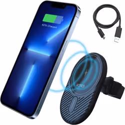 ULTRICS Magnetic Wireless Car Charger, 15W Fast Charging Mag-safe In Car Wireless Charger Phone Holder Mount