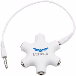 ULTRICS Headphone Splitter, 3.5mm Male to Female Multi Earphone Audio Splitter, 5 Ports Stereo Headset Adapter  White