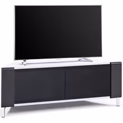MDA Designs CORVUS Corner-Friendly White Black Contemporary Cabinet with Black BeamThru Glass Doors for Flat Screen TVs upto  ...
