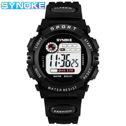 Kids Digital Watch Waterproof Shock Resist Multifunctional Luminous - black