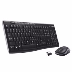 Logitech 920-004508, Full-size (100%), Wireless, RF Wireless, QWERTY, Black, Silver, Mouse included