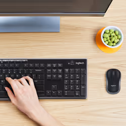Logitech 920-004508 keyboard Mouse included Home RF Wireless QWERTY US International Black, Silver