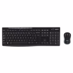 Logitech Wireless Combo MK270, Full-size (100%), Wired, USB, AZERTY, Black, Mouse included
