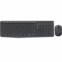 Logitech MK235 Wireless Keyboard and Mouse Combo, Full-size (100%), Wireless, RF Wireless, Grey, Mouse included
