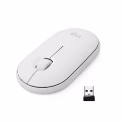 Logitech Pebble M350, Ambidextrous, Optical, RF Wireless + Bluetooth, 1000 DPI, White