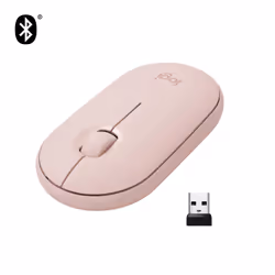 Logitech Pebble M350, Ambidextrous, Optical, RF Wireless + Bluetooth, 1000 DPI, Pink