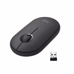 Logitech Pebble M350, Ambidextrous, Optical, RF Wireless + Bluetooth, 1000 DPI, Graphite