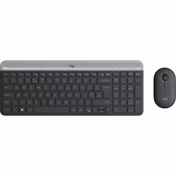 Logitech Slim Wireless Combo MK470, Full-size (100%), Wireless, RF Wireless, QWERTY, Graphite, Mouse included