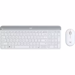 Logitech Slim Wireless Combo MK470, Full-size (100%), Wireless, RF Wireless, White, Mouse included