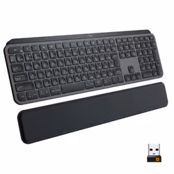 Logitech MX Keys Advanced Wireless Illuminated Keyboard, Full-size (100%), Wireless, RF Wireless + Bluetooth, QWERTY, Graphit ...