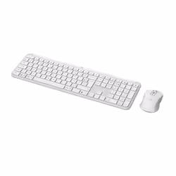 Logitech 920-012595, Wireless, RF Wireless + Bluetooth, Scissor key switch, AZERTY, White, Mouse included