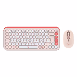 Logitech POP ICON COMBO, Wireless, Bluetooth, Scissor key switch, QWERTZ, Pink, White, Mouse included