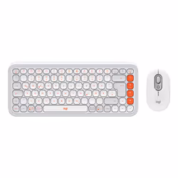 Logitech POP ICON COMBO, Wireless, Bluetooth, Scissor key switch, QWERTZ, Orange, White, Mouse included