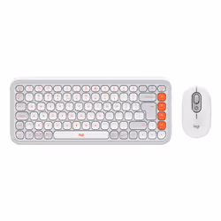 Logitech POP ICON COMBO, Wireless, Bluetooth, Scissor key switch, QWERTY, Orange, White, Mouse included