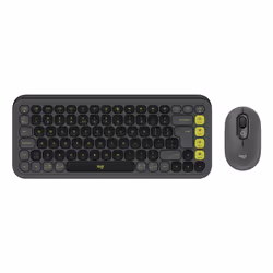 Logitech POP ICON COMBO, Wireless, Bluetooth, Scissor key switch, QWERTY, Granite, Green, Mouse included
