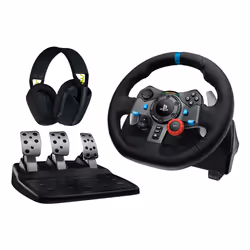 Logitech G 991-000539, Steering wheel + pedals + headset, PC, PlayStation 4, PlayStation 5, Playstation 3, 900°, Wired, USB,  ...