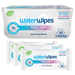 Adult Care Sensitive Wipes, 90 Wipes (3 Packs), Extra Large, Water-Based Wet Wipe, Designed for All Over Cleansing