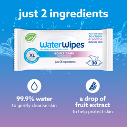 Adult Care Sensitive Wipes, 90 Wipes (3 Packs), Extra Large, Water-Based Wet Wipe, Designed for All Over Cleansing