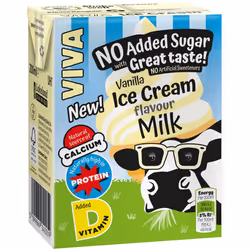 VIVA No Added Sugar Vanilla Ice Cream Flavour Milk Drinks - 27x200ml