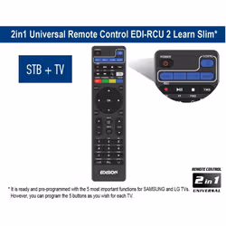 EDI-RCU 2 Learn Slim Universal Remote Control Edition Slim, Original, Slim, Programmable, 2in1 TV and Receiver, PING, SMALL...