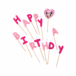 Unique Party 71598 - Disney Minnie Mouse Candles "Happy Birthday" Set of 14 Pieces