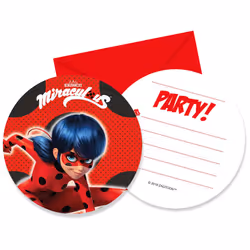Procos 91351 - Invitations & Envelopes  6 of each  Miraculous Ladybug