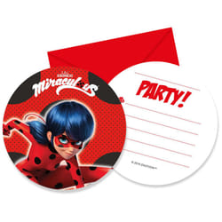 Procos 91351 - Invitations & Envelopes  6 of each  Miraculous Ladybug