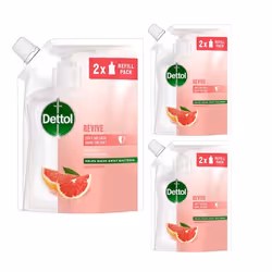 3 x 500ml Dettol No Touch Soft On Skin Grapefruit liquid Soap Refill Hand Wash