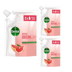 3 x 500ml Dettol No Touch Soft On Skin Grapefruit liquid Soap Refill Hand Wash