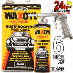 Hammerite 6litre Black Refill WaxOyl Rust Eliminator Proof Prevention + Gun