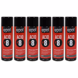 U-Pol Acid 8 1K Etch Primer 450ml x6 Aerosol Paint Fast Drying Aluminium Upol