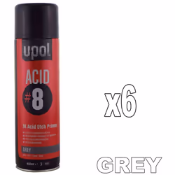 U-Pol Acid 8 1K Etch Primer 450ml x6 Aerosol Paint Fast Drying Aluminium Upol