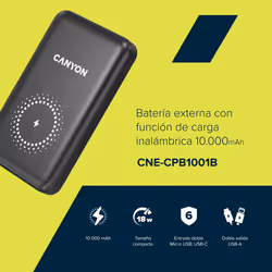 Canyon PB-1001 Lithium Polymer (LiPo) 10000 mAh Wireless charging Black - Additional view 4