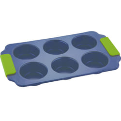 Bergner 6 Cup Non Stick Muffin Tray Steel with Green Silicone Handle
