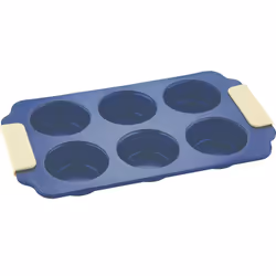 Bergner 6 Cup Non Stick Muffin Tray Steel with Cream Silicone Handle