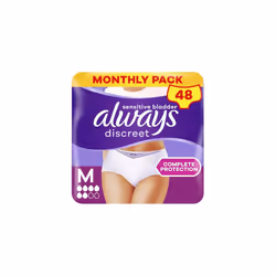 Always Discreet Incontinence Pants Women, Medium, Disposable Underwear Women, UK Size 8-14, White, Absorbency 6, 48 Underwear ...