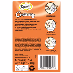 44 x 10g Dreamies Creamy Adult Cat & Kitten Treats with Tasty Chicken (11x40g)