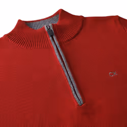 Calvin Klein Mens 2021 Knit Cotton 1/2 Zip Golf CK Top Sweater - L, Burgundy