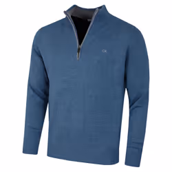 Calvin Klein Mens 2021 Knit Cotton 1/2 Zip Golf CK Top Sweater - 2XL, Denim