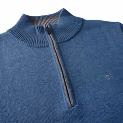 Calvin Klein Mens 2021 Knit Cotton 1/2 Zip Golf CK Top Sweater - 2XL, Denim