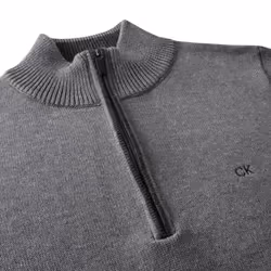 Calvin Klein Mens 2021 Knit Cotton 1/2 Zip Golf CK Top Sweater - 2XL, Grey Marl