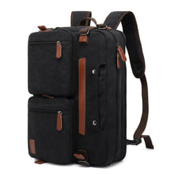Men Backpack Cool Bell Multifunctional Canva Backpack &amp;Shoulder Bag&amp; Messenger Bag&amp; Handbag 15.6/17.3 inch Laptop Backp - black, 17.3 inch