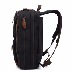 Men Backpack Cool Bell Multifunctional Canva Backpack &amp;Shoulder Bag&amp; Messenger Bag&amp; Handbag 15.6/17.3 inch Laptop Backp - black, 17.3 inch
